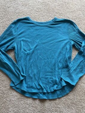 GAP Long-Sleeve Ribbed Top - Teal Blue